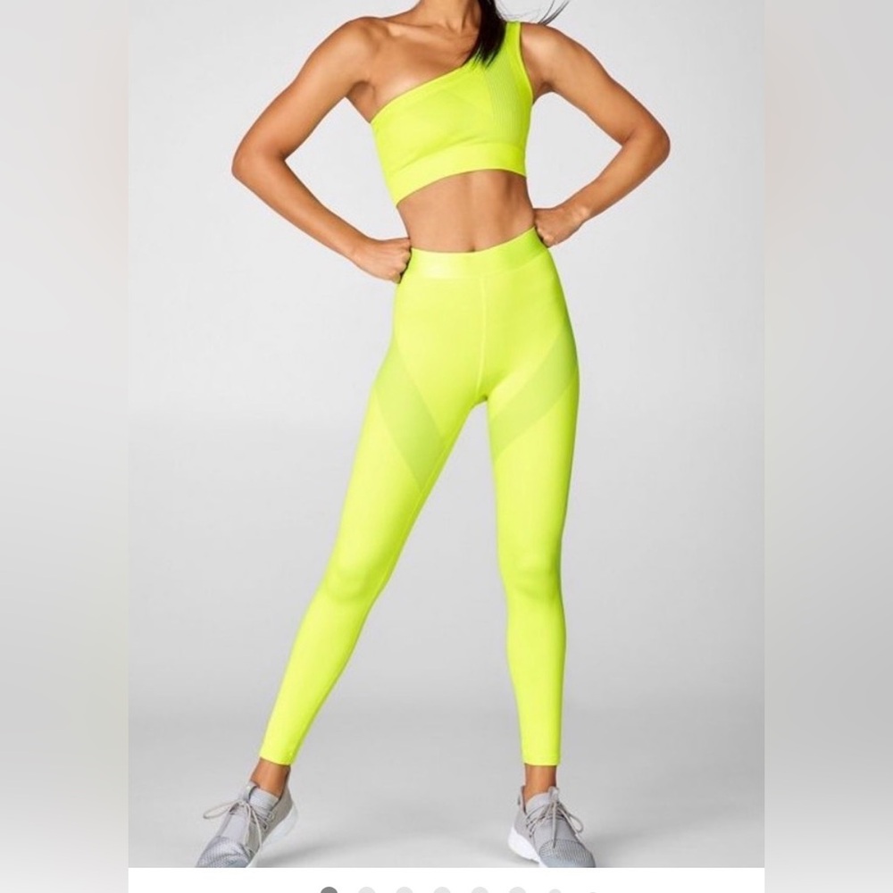 Fabletics  Neon Yellow Leggings and sports bra size small